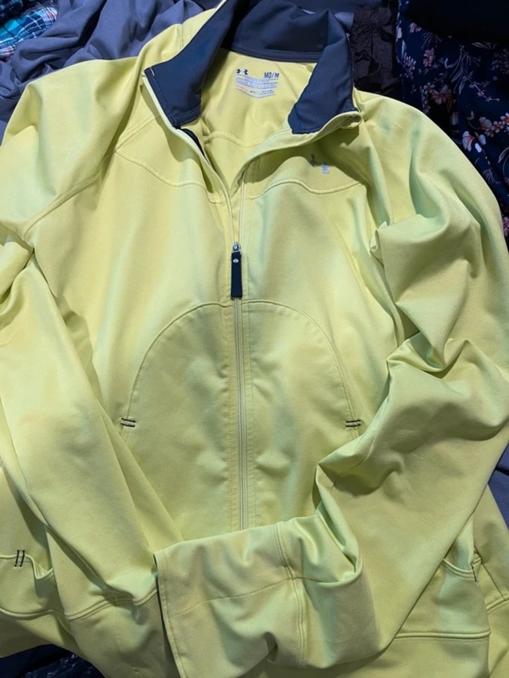 Under Armour Yellow Full-Zip Varsity Jacket with Black Trim